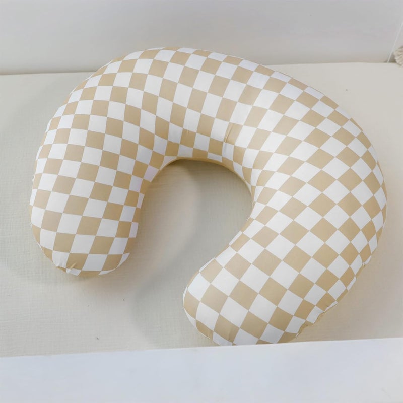 DILIMI Nursing Pillow Cover, Soft Stretchy Nursing Cover for Breastfeeding Pillow, 1 Pack Reversible Removable Slipover for Baby Boy and Girls, Brown Checkered - Image 5